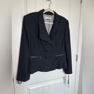 NWT Tahari Double Breasted Patterned Blazer Plus Size - Black Size 18 CB 141